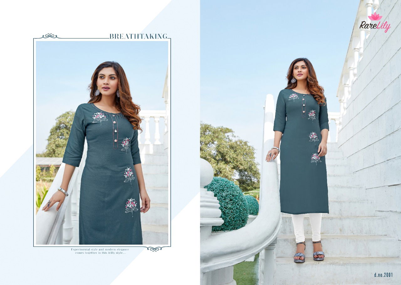 Rare Lily Netflix Ethnic Wear Rayon Embroidery Designer Kurti Collection